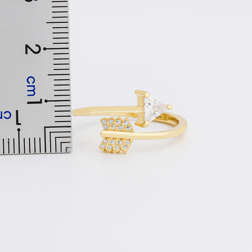 Womens Geometric Heart Shaped Ring Bow And Arrow Ring Gold Plated Copper Souvenir Individually Packed Travel Accessory