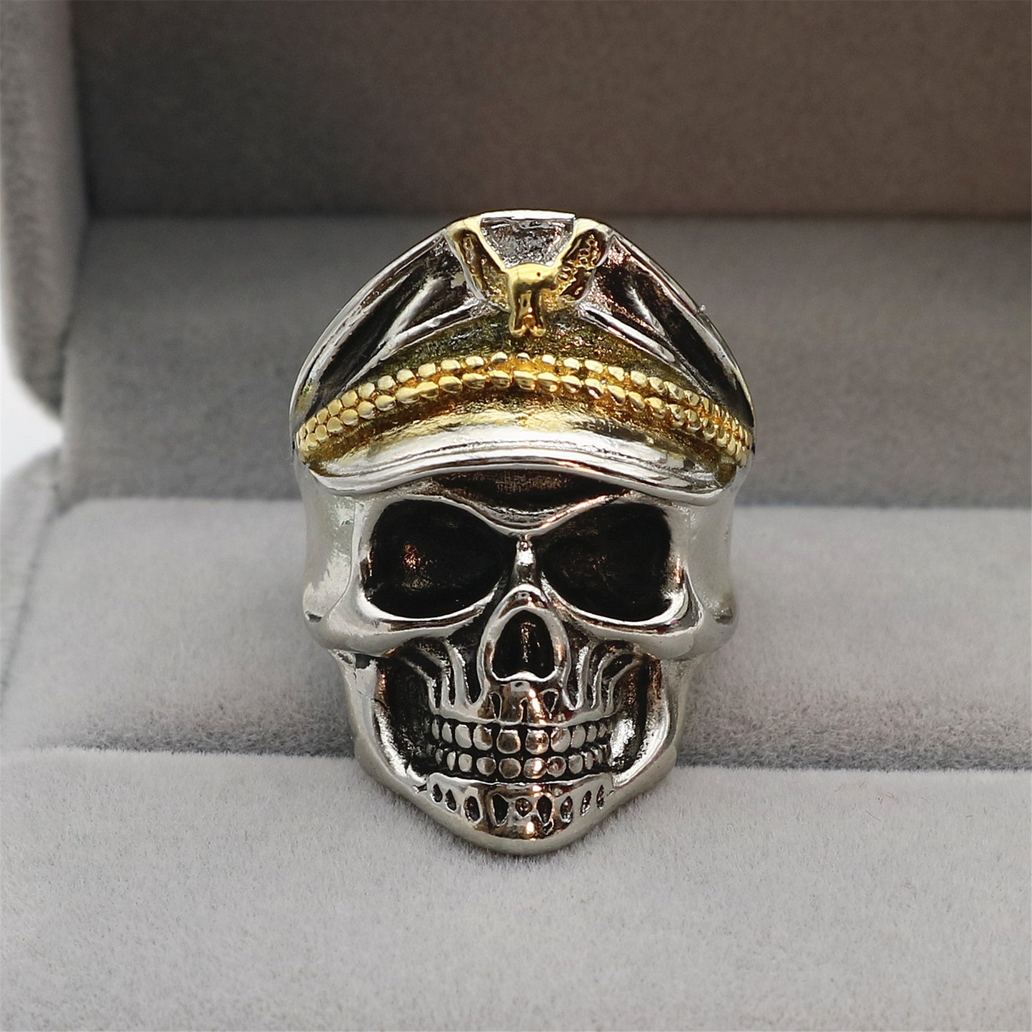 Copper Skull Ring With Korean Style Geometric Design Electroplated Inlay White Gold Gems Individually Packed Quality