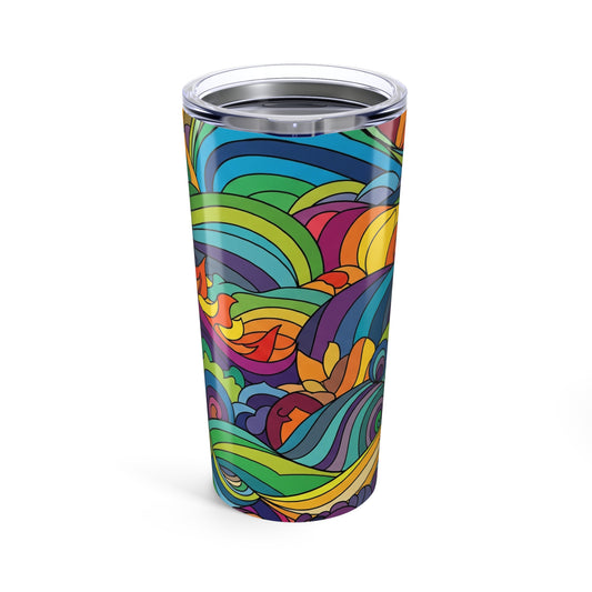 20oz Stainless Steel Tumbler With Double Wall Insulation Spill Resistant For Hot And Cold Beverages Printed Art