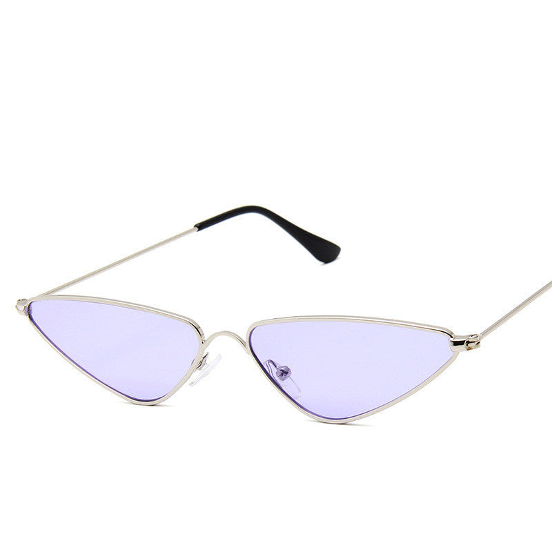 Adults Cat Eye Sunglasses Vintage Metal Frame Triangle Piece Design AC Lenses Full Frame Non Polarized Fashion