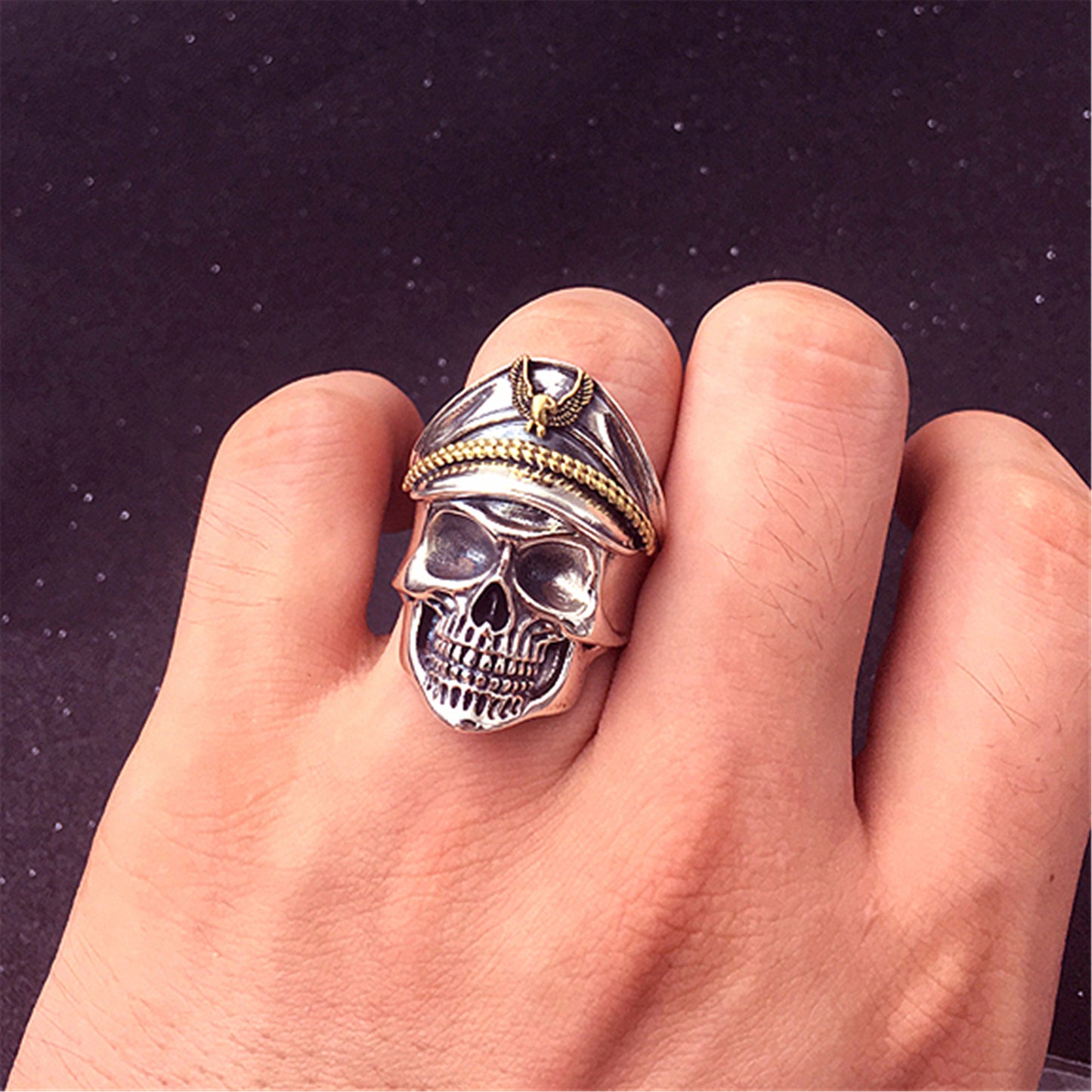 Copper Skull Ring With Korean Style Geometric Design Electroplated Inlay White Gold Gems Individually Packed Quality