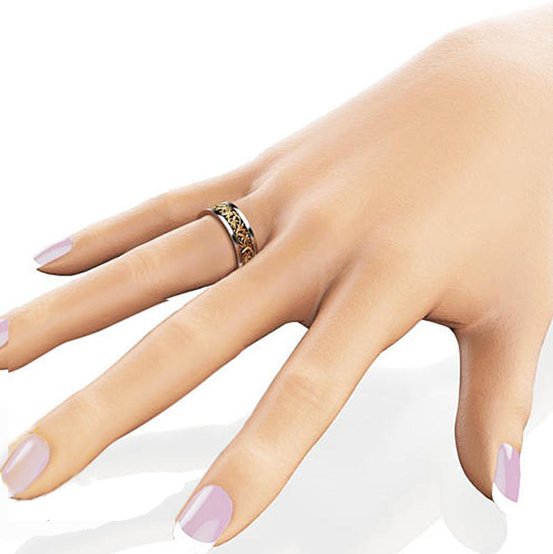 Womens Hollow Flower Ring Inlaid Gemstone Jewelry Fashion