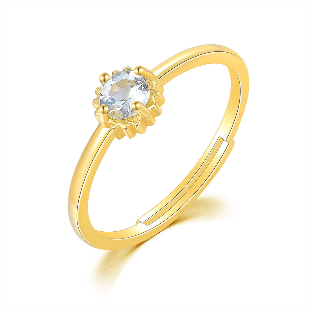 Womens Sterling Silver Ring With Natural Topaz Stacking Star Moon Geometric Fashion Jewelry High Quality Shiny