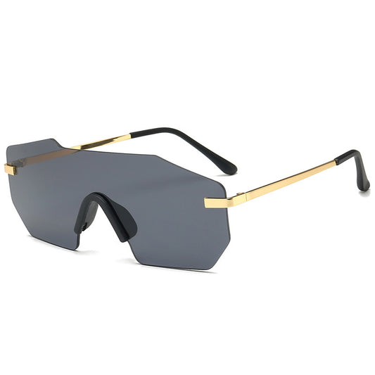 Mens Polygonal Sunglasses Metal Frame Resin Lenses Flat Mirror Design Eye Protection 58mm Lens Anti Glare Coating
