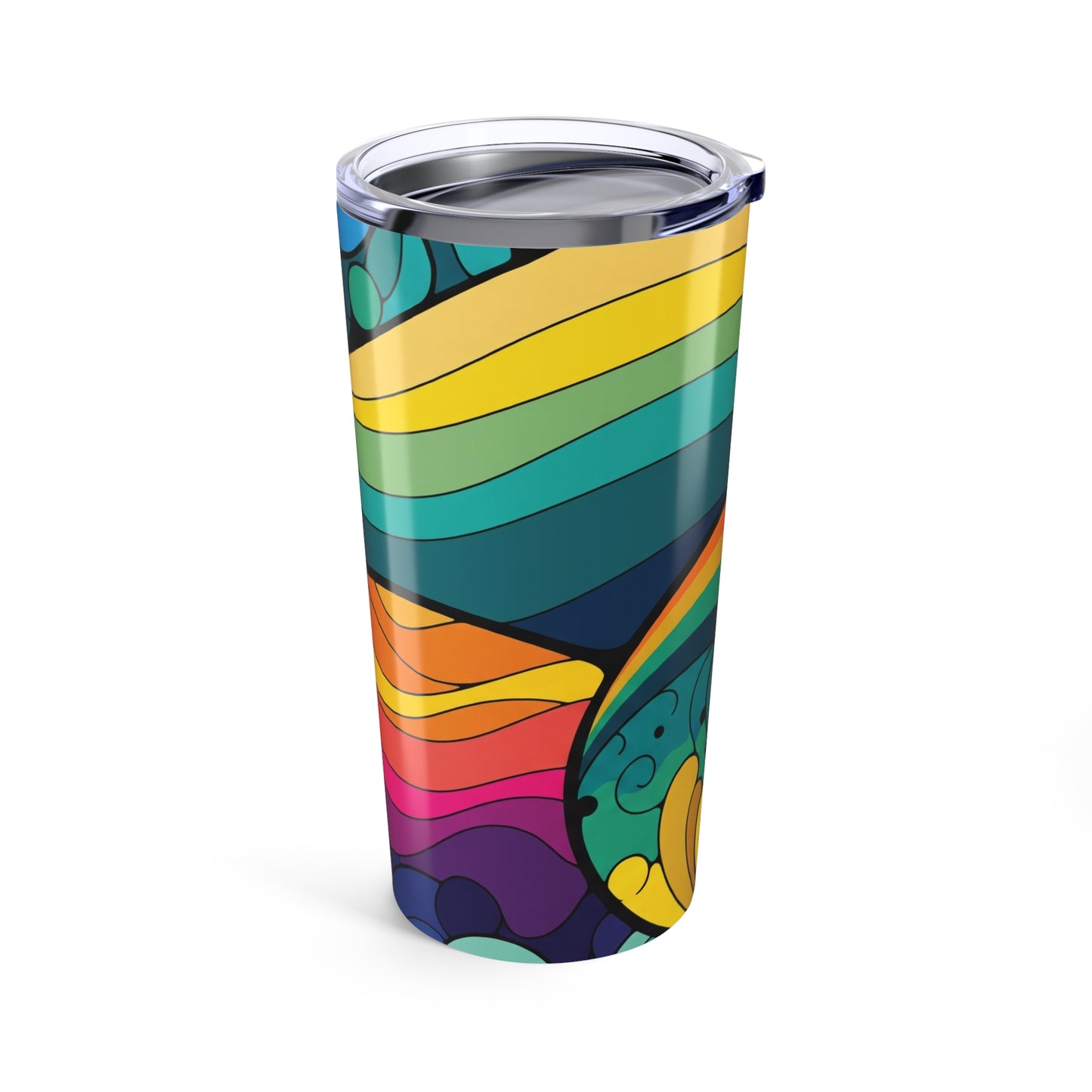 20oz Stainless Steel Tumbler With Printed Design Double Wall Vacuum Insulation Keeps Beverages Hot Or Cold On The