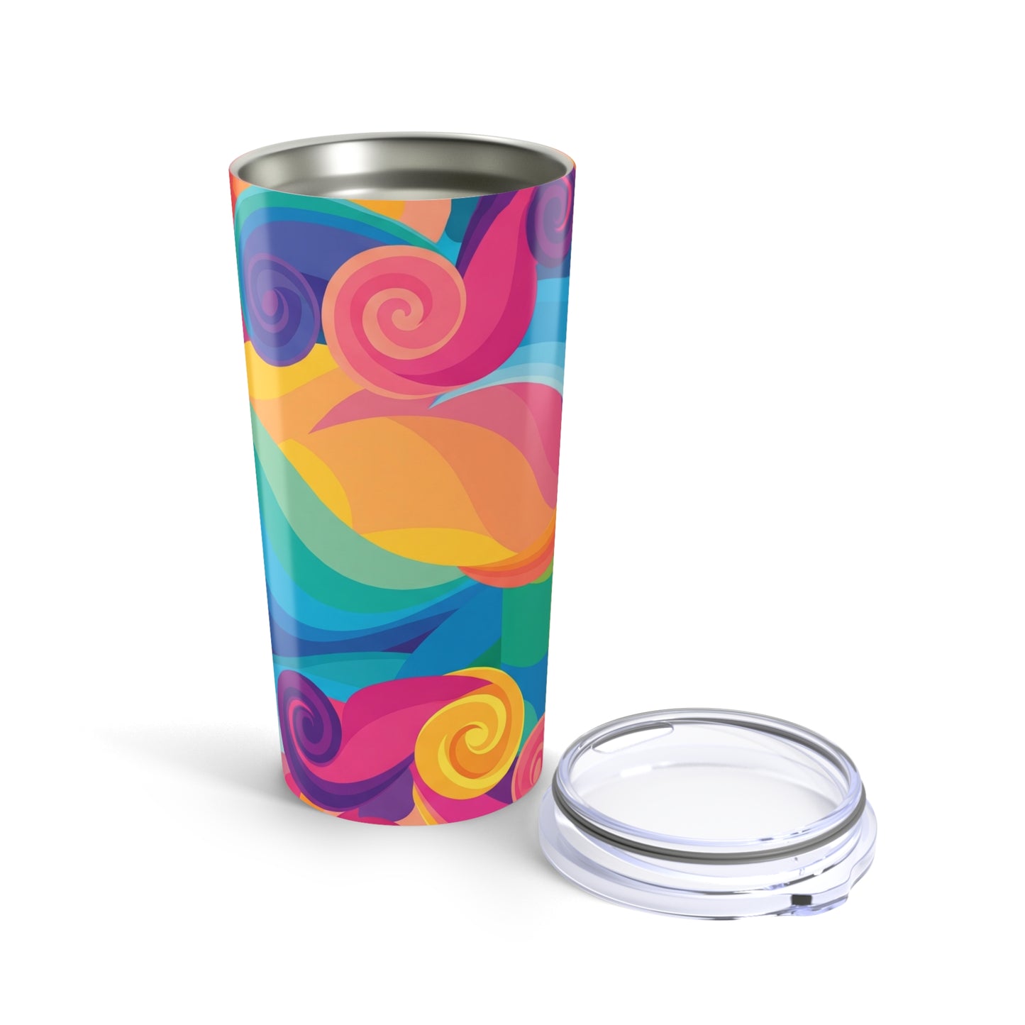 20 Oz Steel Tumbler Double Wall Vacuum Insulated Hot Cold Travel Mug Spill Resistant Printed Coffee Cup Drinkware