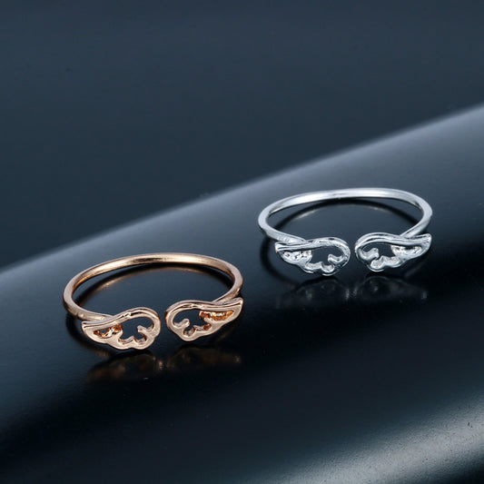 Adjustable Angel Wing Ring for Women and Girls Metal Animal Zodiac Ring Electroplated Natural Opening Ring Individually