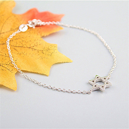 Six Pointed Star Bracelet With Extension Chain Gold
