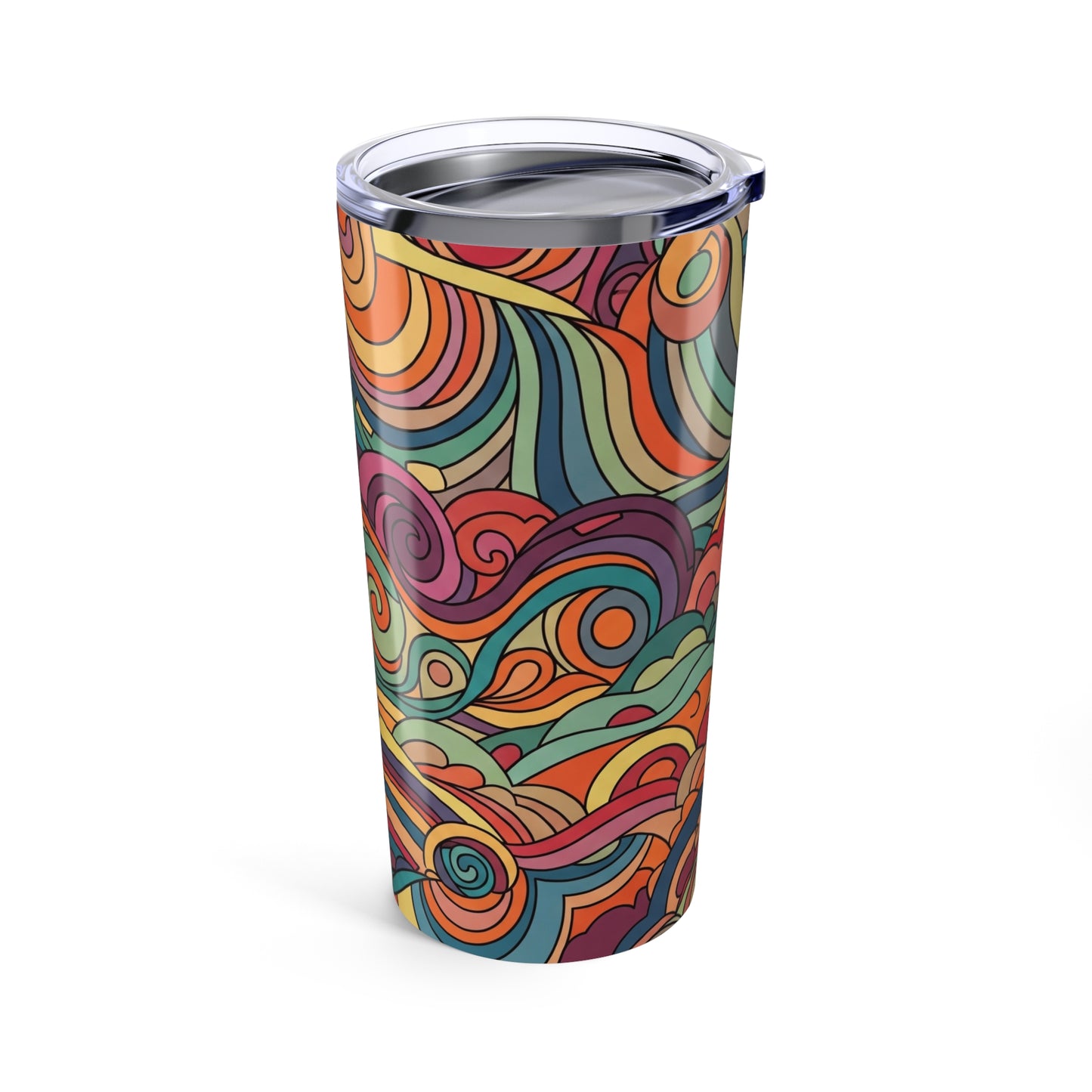 20oz Stainless Steel Tumbler With Printed Design Double Wall Insulation Spill Resistant Durable Keeps Beverages