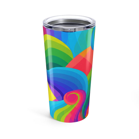 20 Ounce Steel Tumbler Printed Art Double Wall Insulation Spill Resistant Lid For Hot And Cold Beverages