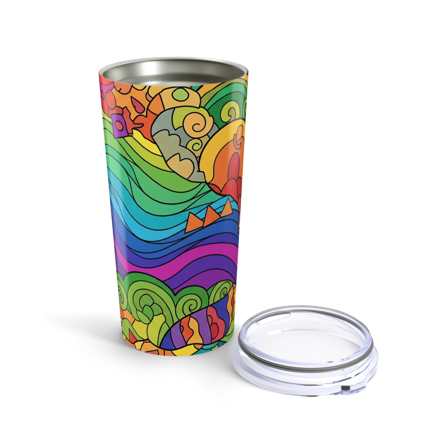 20oz Stainless Steel Tumbler With Double Wall Vacuum Insulation Spill Resistant Lid Printed Travel Mug For
