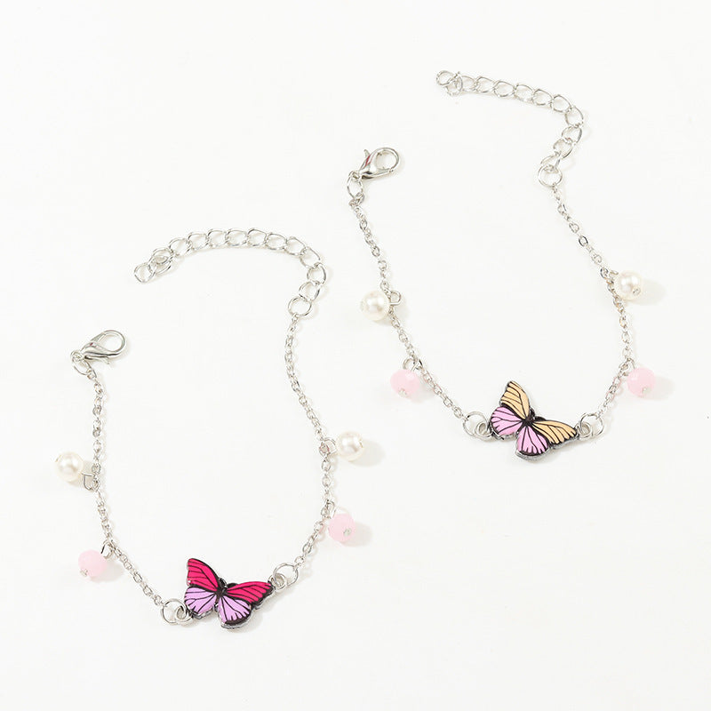 Butterfly Alloy Bracelet Bangle With Elegant Oil Drop Pendant Butterfly Charm Jewelry Gift For Women And Girls