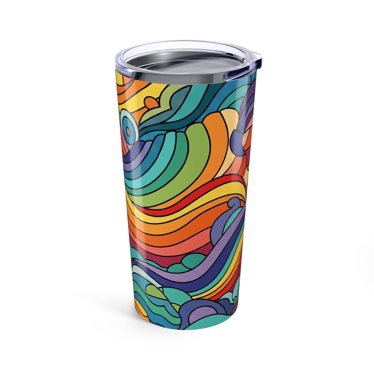 20oz Stainless Steel Travel Tumbler With Lid Double Wall Vacuum Insulated Spill Resistant BPA Free Printed Design