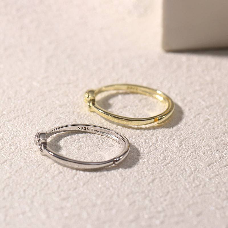 Ladies Ring Sterling Silver Inlaid Gem Fashion Jewelry Creative Design Ring For Women and Students White Gold 14k Gold Ring Female Ring
