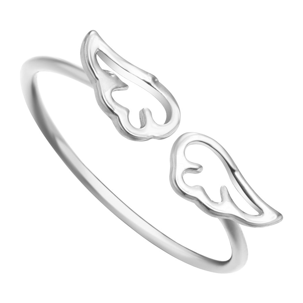 Adjustable Angel Wing Ring for Women and Girls Metal Animal Zodiac Ring Electroplated Natural Opening Ring Individually