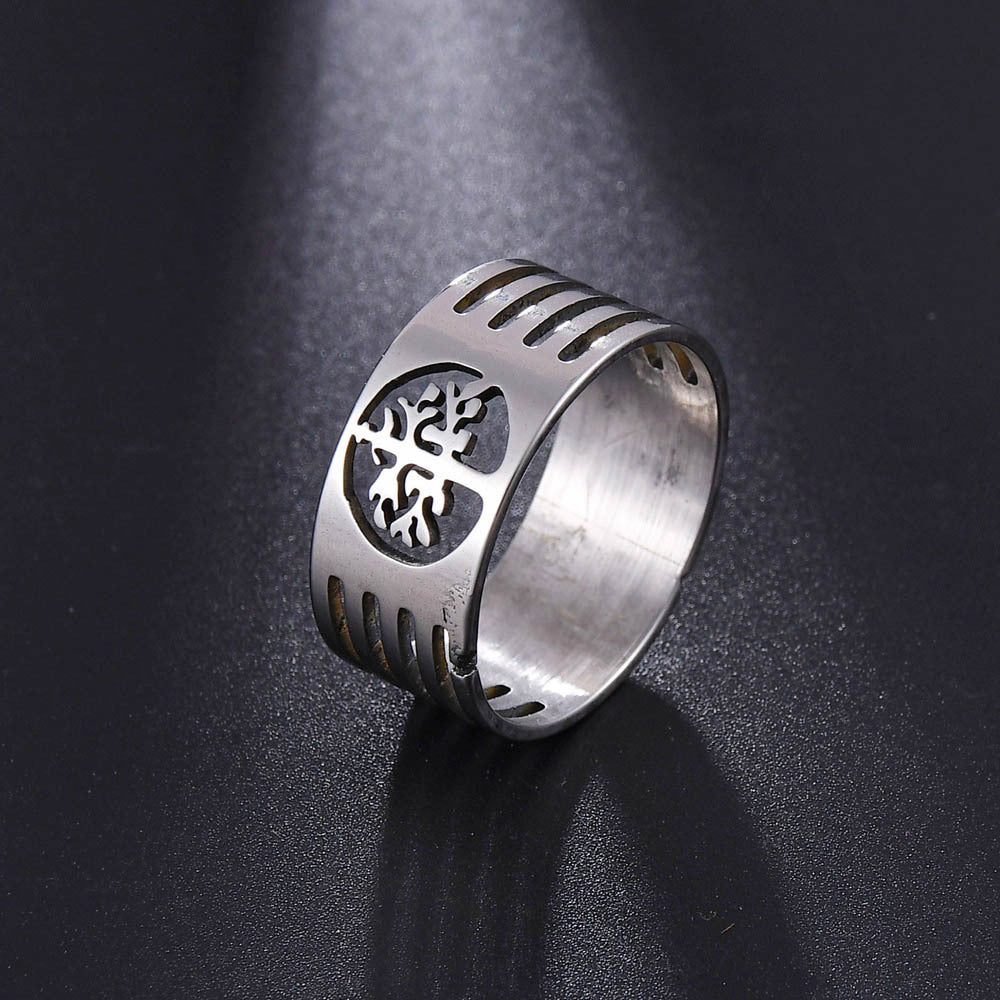 Stainless Steel Ring Hollow Wish Tree Constellation Ring European Design Gift As Employee Benefits Gift Metal Ring