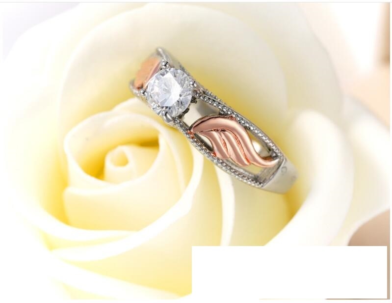 Unisex Ring Two Color Plated Zircon Inlaid Geometric Copper Base Platinum Plated Durable Jewelry Style Europe Fashion