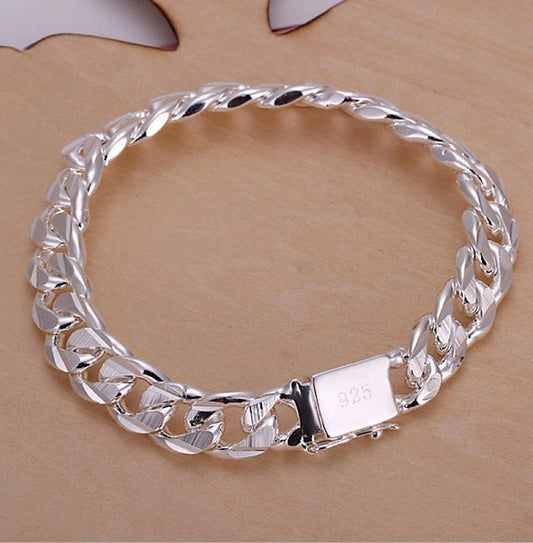 Unisex Silver Plated Geometric Metal Bracelet With Side Buckle Design Jewelry For Men Individually Packed High
