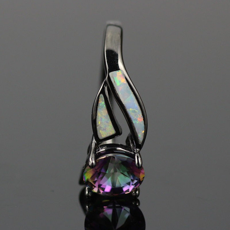 Women Cubic Crystal Ring Colorful Dazzling Alloy Fashion Jewelry Durable Versatile Statement Gift Elegant Look