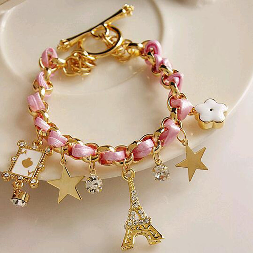 Womens Korean Five Pointed Star Alloy Bracelets Dripping Oil Finish Anniversary Employees Benefits Advertising
