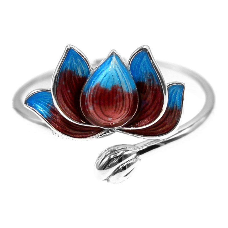 Two Tone Copper Ring Lotus Flower Design Electroplated