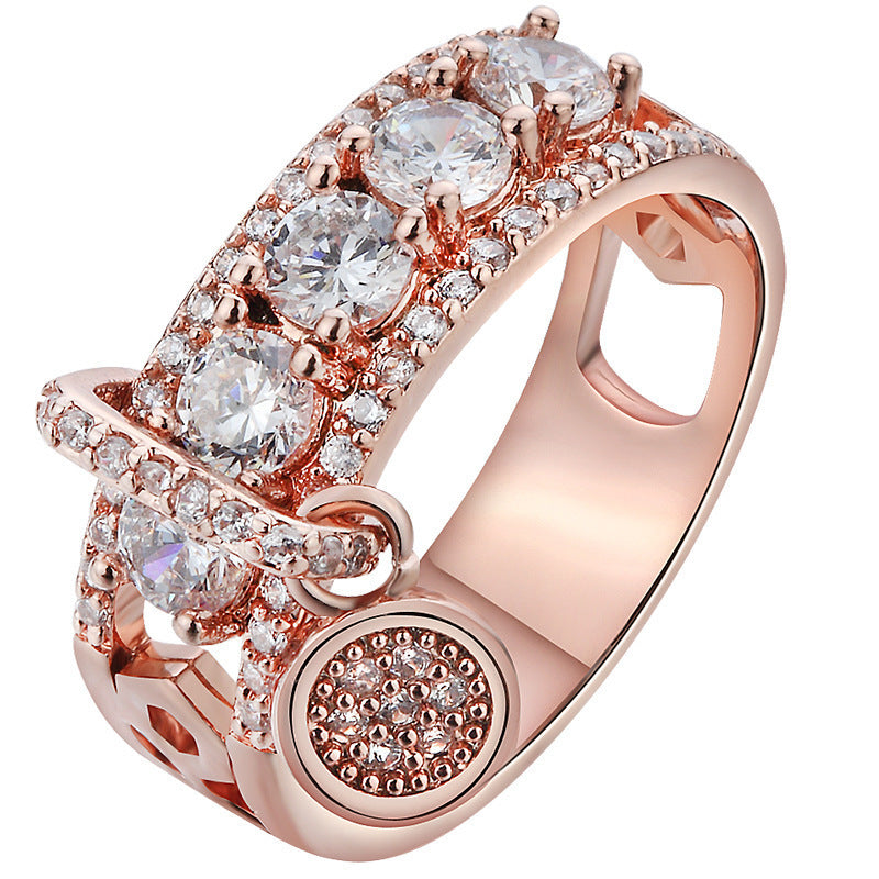 Elegant Platinum Plated Alloy Ring With Sparkling Zircon Lightweight Exquisite Design For Women For Daily Wear