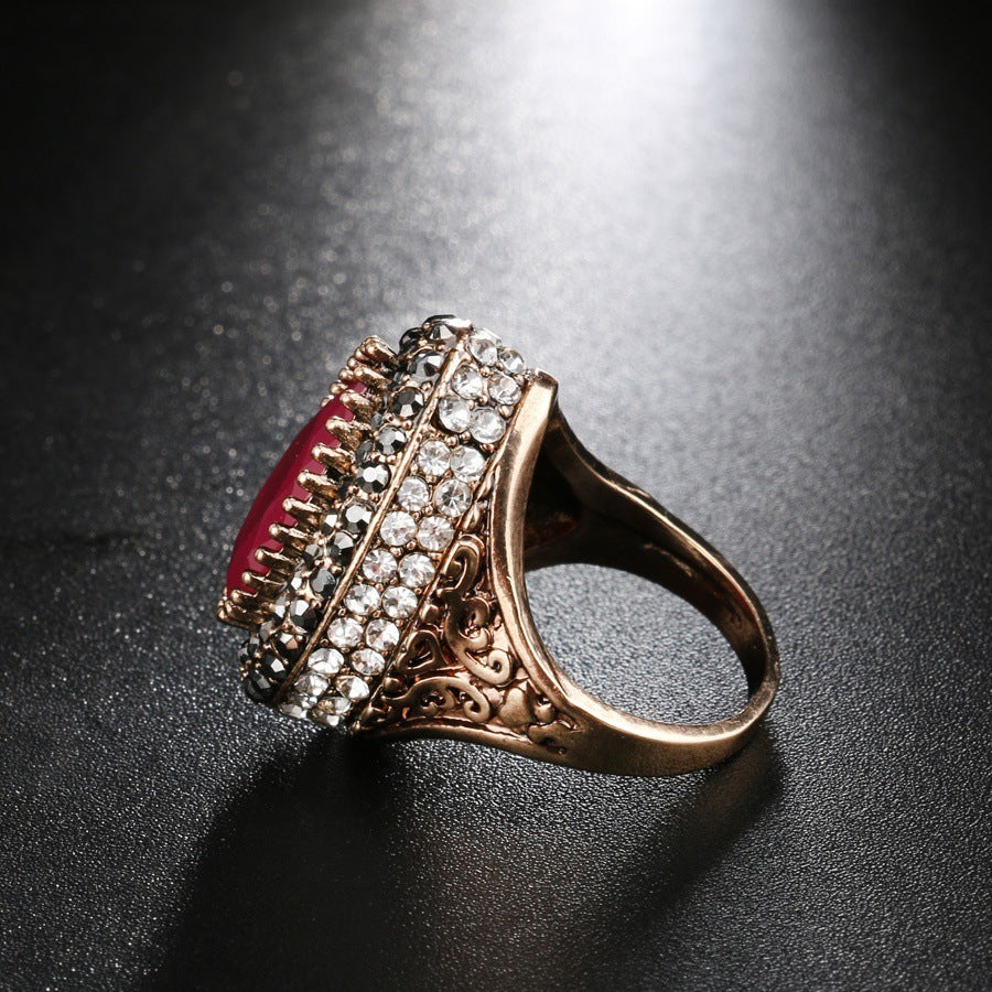 Womens Drop Shape Gemstone Ring Copper Plated Jewelry Gift