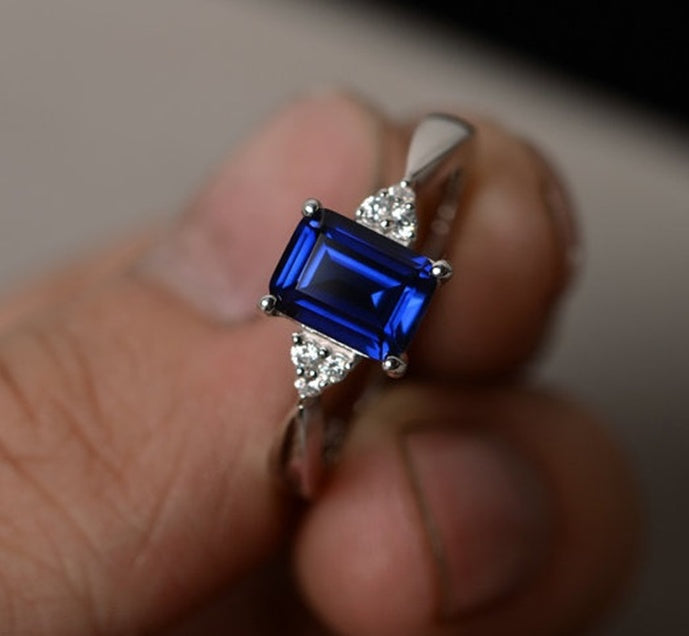 Rainbow Gemstone Ring Inlaid Square Copper Band Jewelry For Women Gift Birthday Fashion Accessory Statement Piece