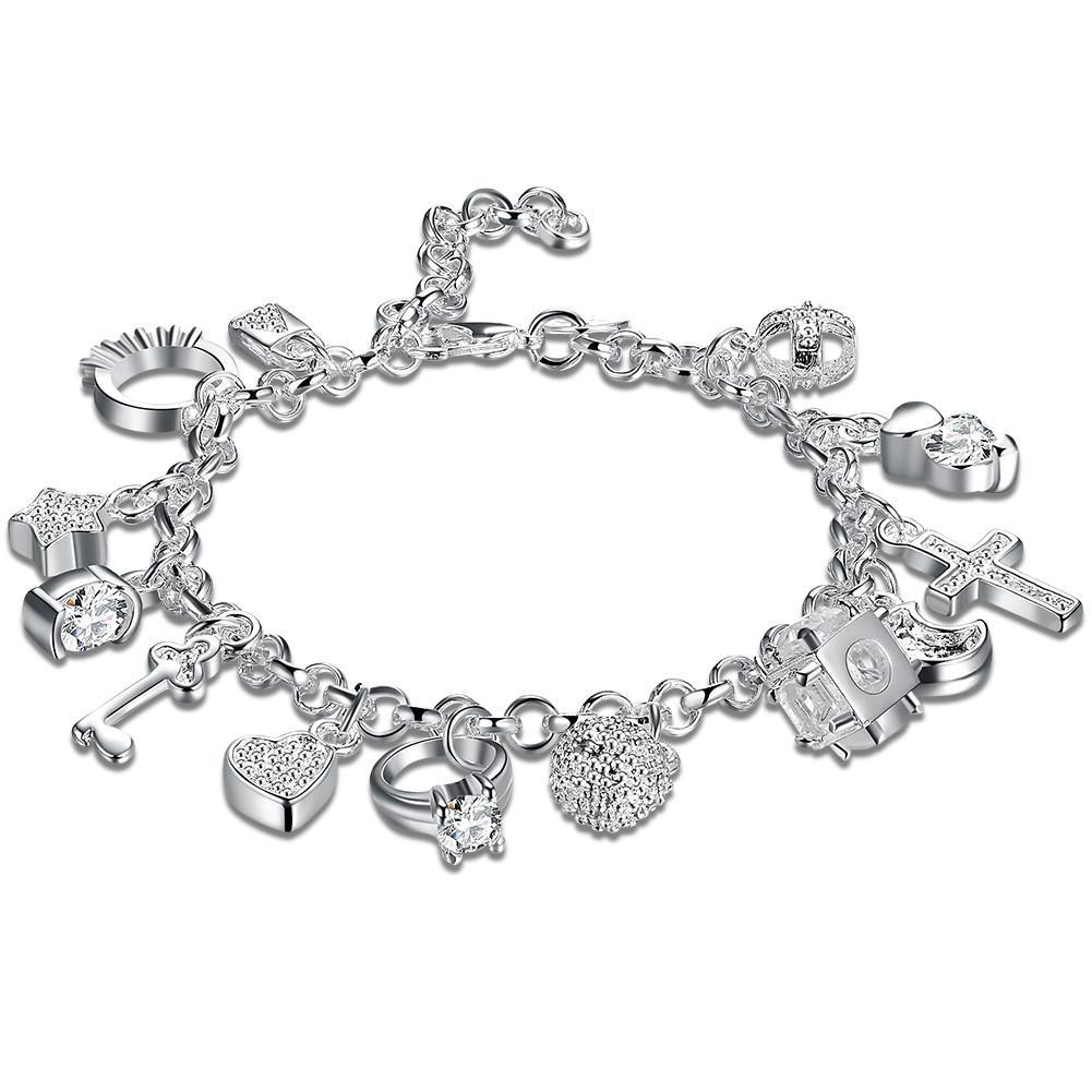 Womens Silver Plated Crystal Charms Bracelet Elegant Design Jewelry For Girls And Women Durable Bracelet Shine