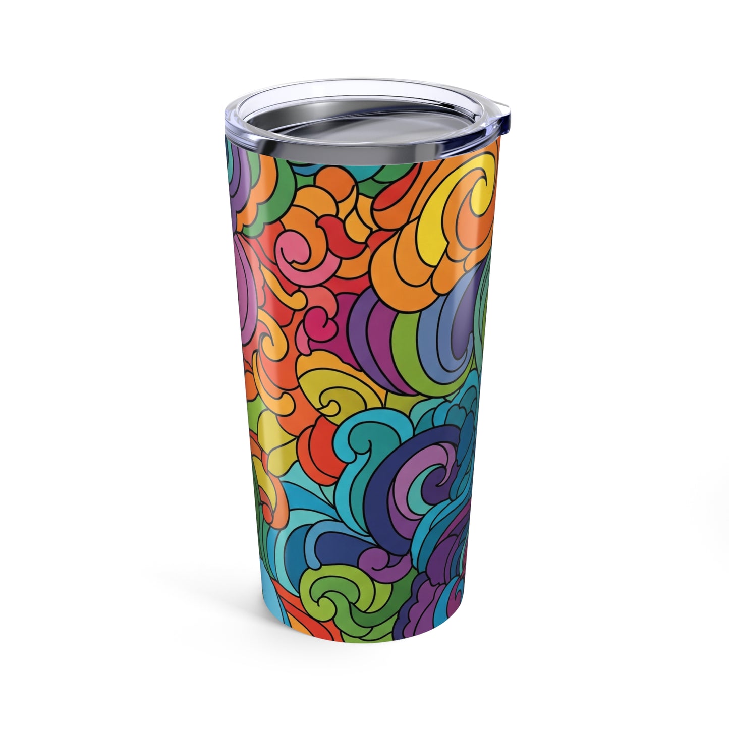 20 Ounce Stainless Steel Tumbler With Vibrant Printed Design Double Wall Vacuum Insulation Spill Resistant Hot And