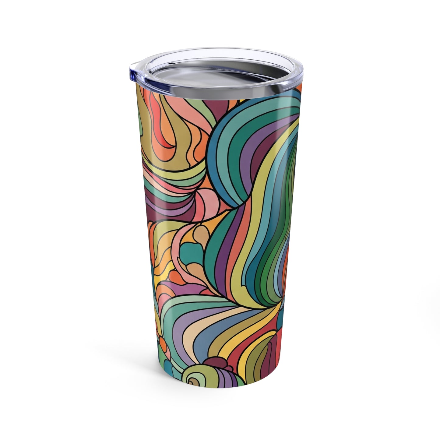 20 Ounce Stainless Steel Tumbler With Printed Design Double Wall Vacuum Insulation For Hot Or Cold Beverages