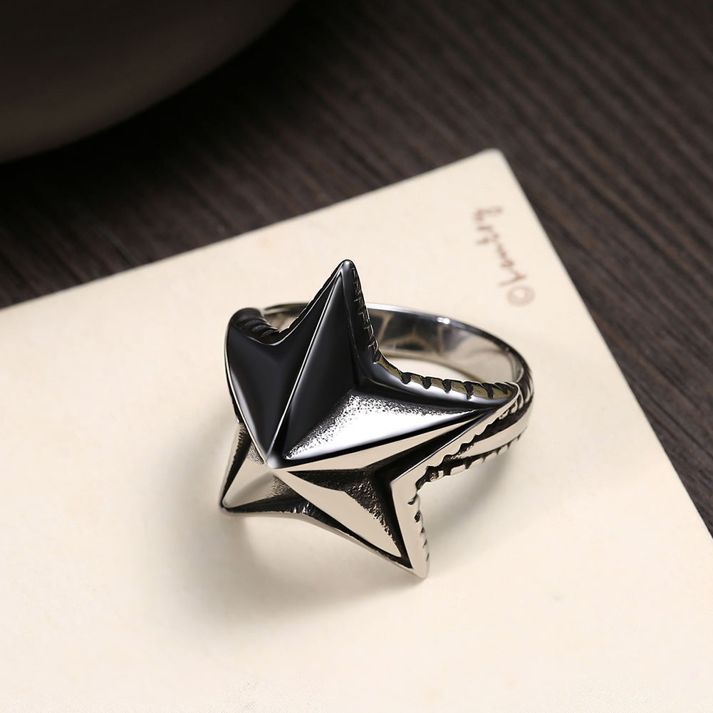 Personalized Star Titanium Steel Ring for Unisex Silver Jewelry Accessory Sizes 8 9 10 12 Electroplated Finish