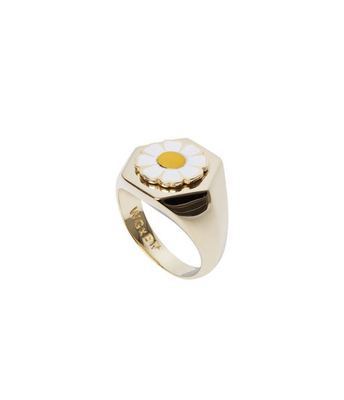 Unisex Enamel Daisy Ring Floral Design Brass Durable Fashion Jewelry Wear Special Occasions Giftable Accessory