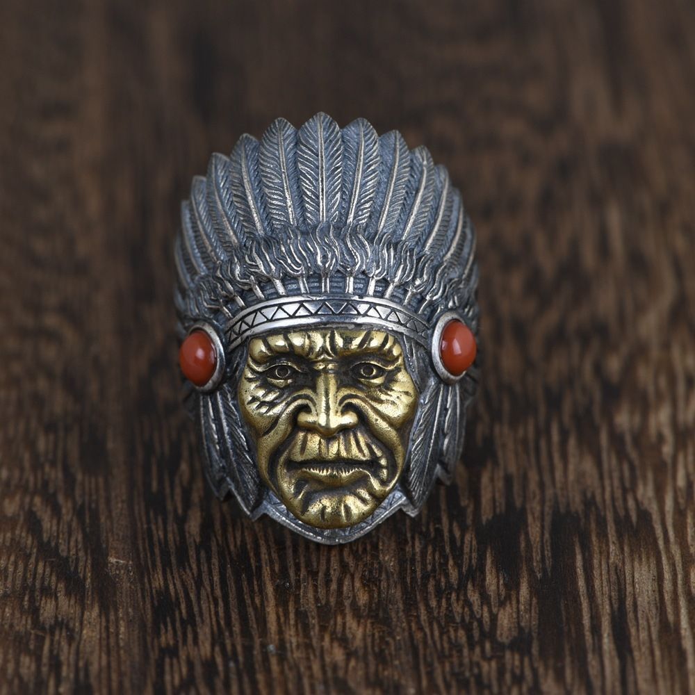 Mens Punky Adjustable Ring Bold Retro Copper Geometric Electroplate Statement Jewelry For Daily Wear Occasions