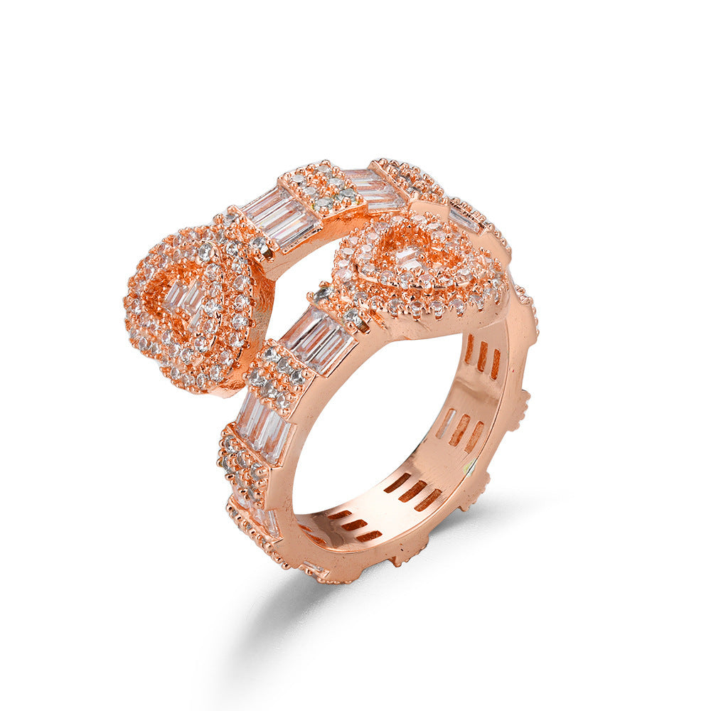 Unisex Heart Shaped Ring With Inlaid Zircon Copper Ring Irregular Design Fashion Ring Heart Ring Promise Ring
