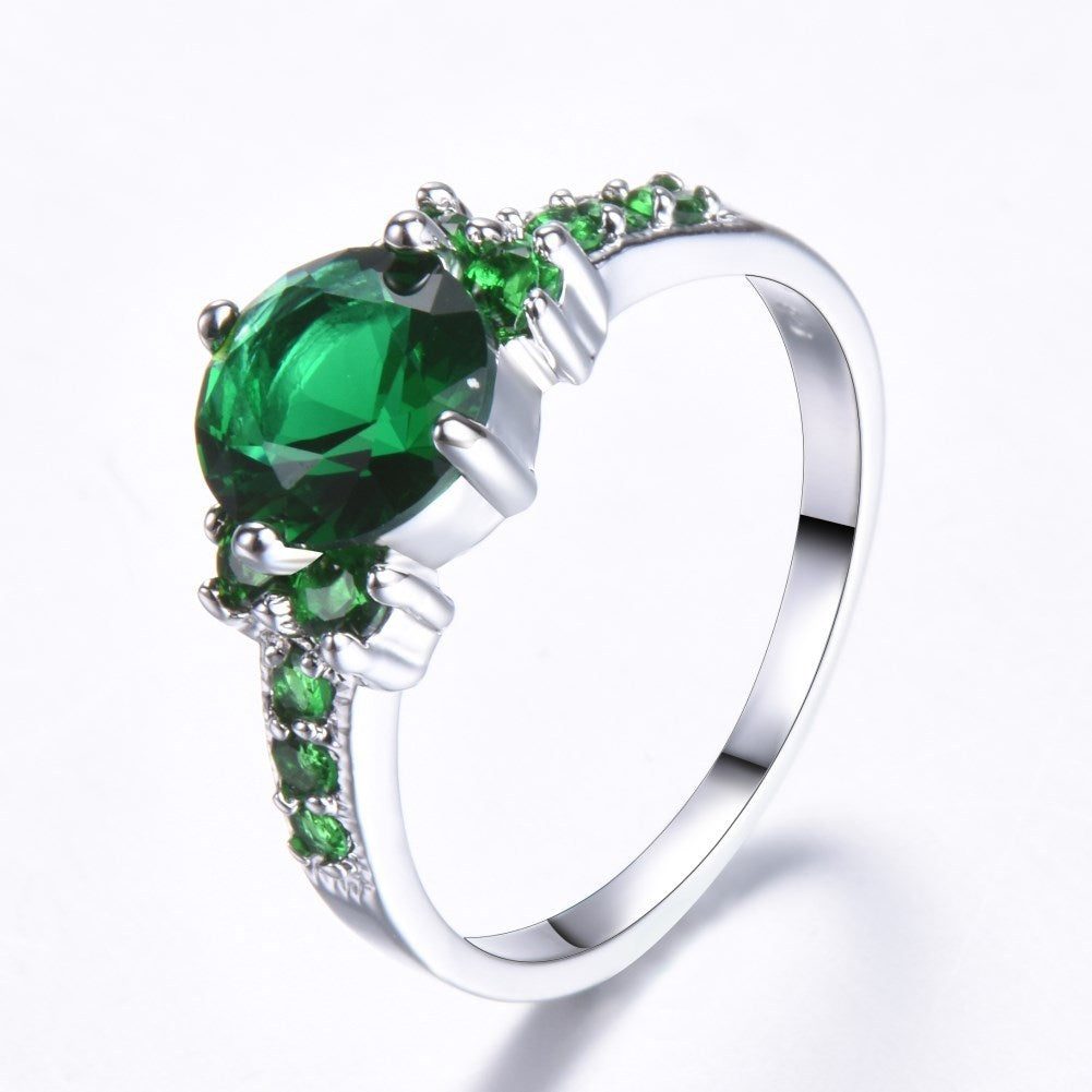 Purple Zircon Diamond Inlay Copper Band Ring Korean Style White Gold Gem Jewelry Fashion Accessory Women Gleam