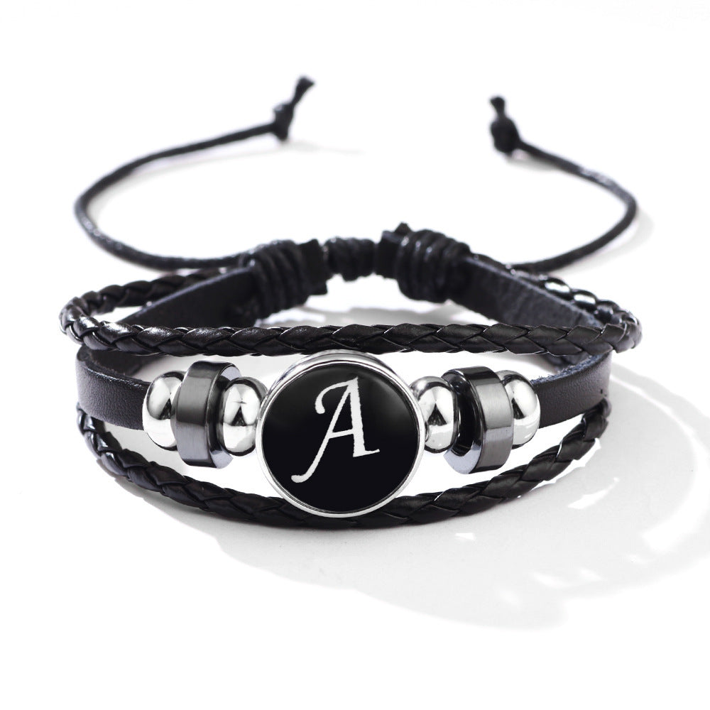 Womens Leather Bracelet With Initials Charm Adjustable Extension Classic Jewelry For Women And Girls For Women