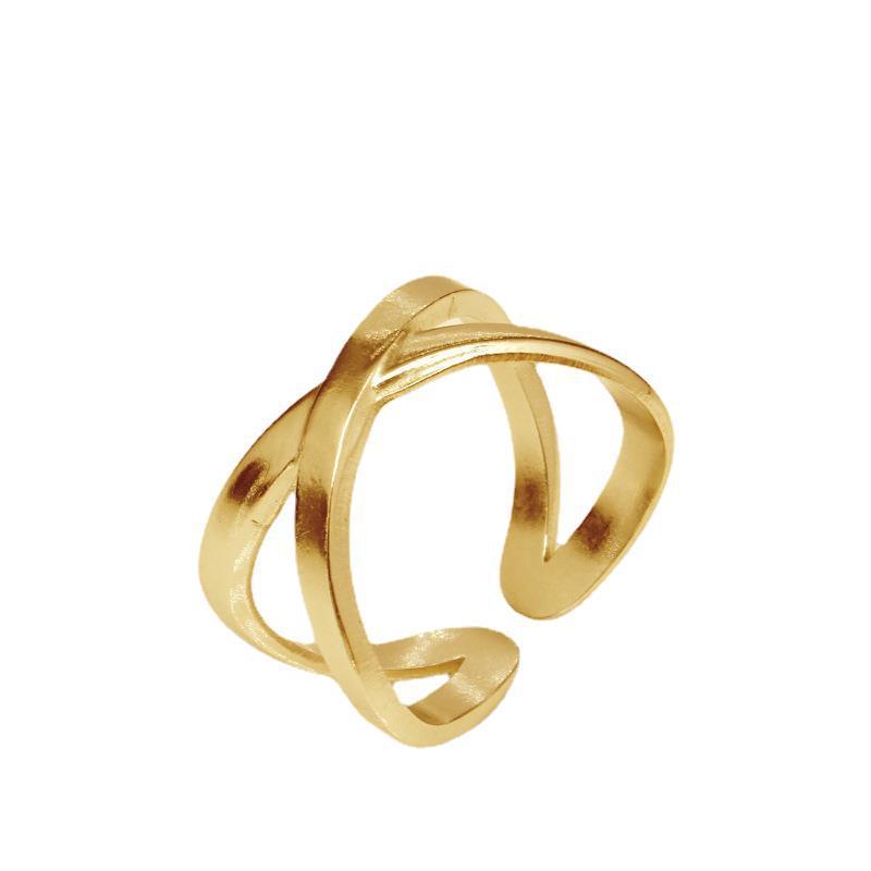 Titanium Steel Adjustable Cross Ring Geometric Electroplated Jewelry For Men Women Unisex Everyday Jewelry Look