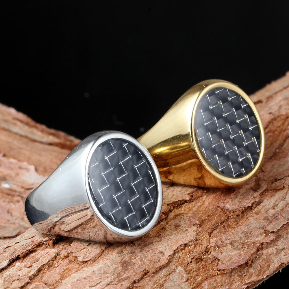 Mens Womens Ring Retro Titanium Steel Band for Men and Women Fashion Jewelry Geometric Design Ring Steel Color Gold Color Sizes 7 8 9 10 11 12