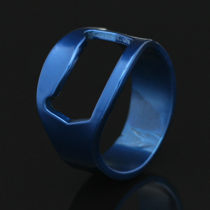 Stainless Steel Bottle Opener Ring Geometric Design For Everyday Use White Yellow Red Blue Black Color Variants