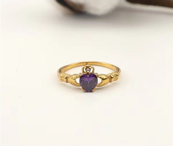 Womens Stainless Steel Geometric Ring With Zircon Electroplated Gold Tone Jewelry For Women Everyday Essentials