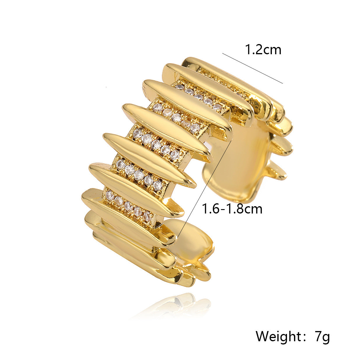 Simple Personality Copper Plating 18K Gold Open End Zircon Ring For Women Stylish Accessory With Subtle Zircon