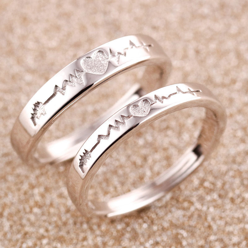 Couples Ring Set Adjustable Silver Rings For Women And Men Promise Rings Anniversary Gift Matching Rings For Couples