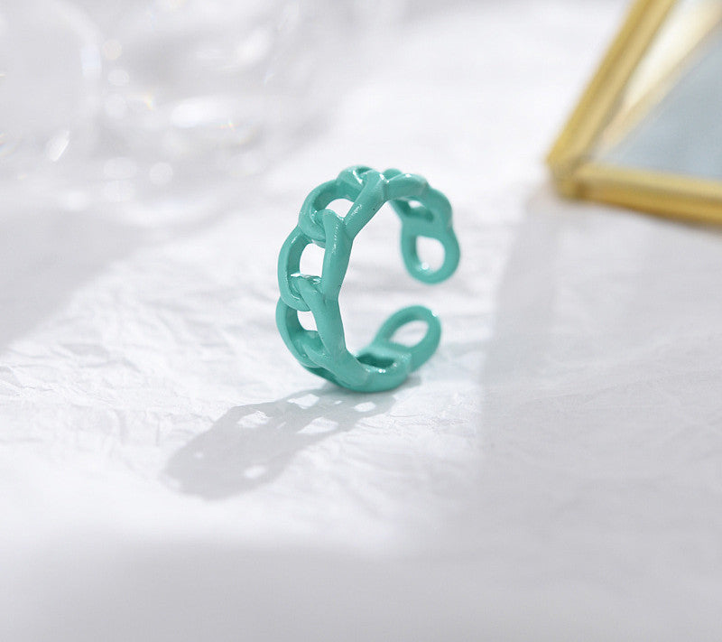 Womens Geometric Alloy Ring Candy Color Drip Design Oil Injected Finish Trendy Fashion Jewelry Geometric Ring