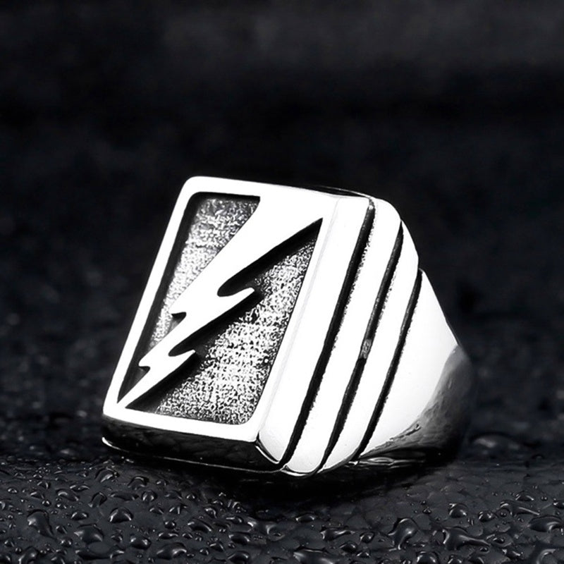 Personality Exaggerated Men's Lightning Ring Stainless Steel