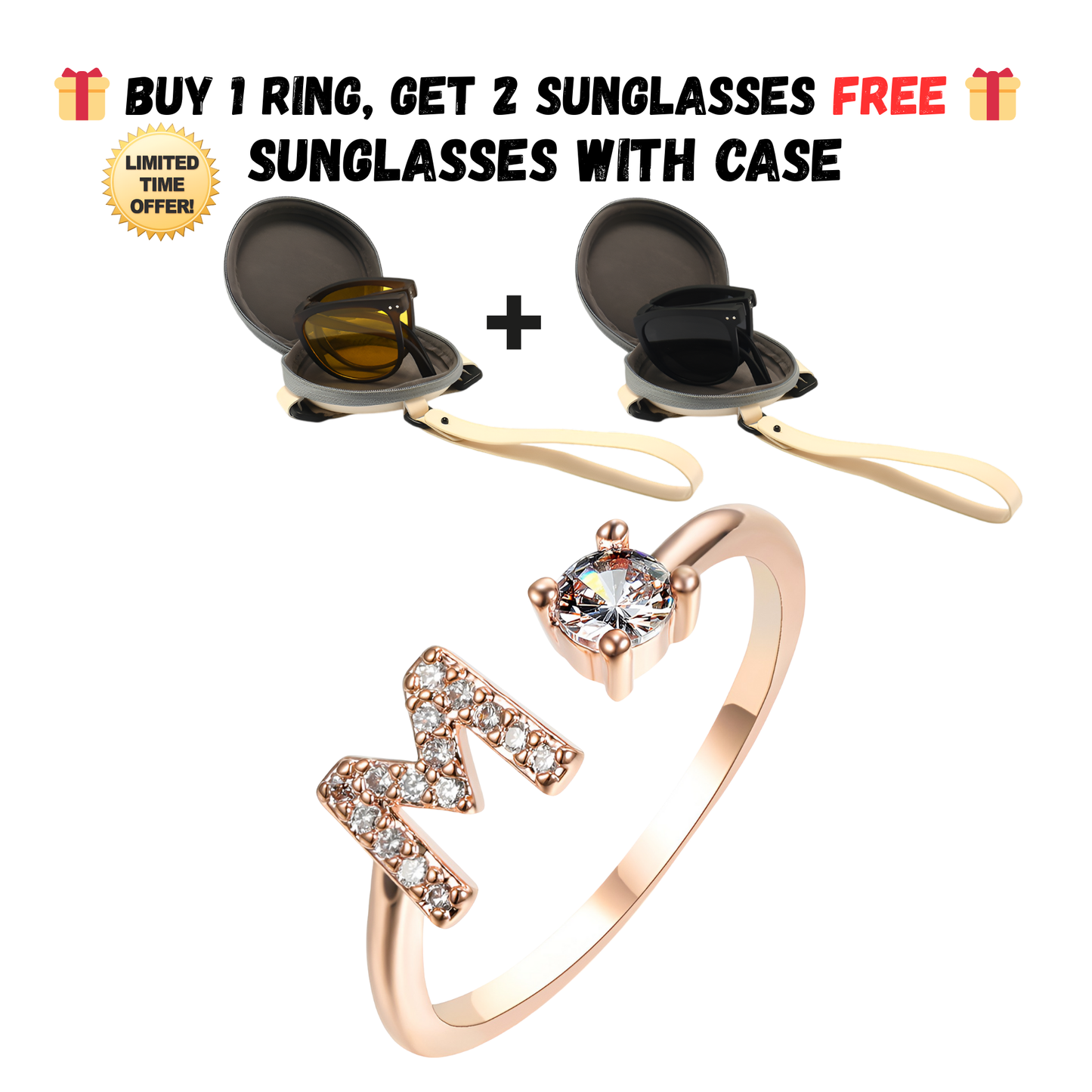 Adjustable Letter Zircon Ring with Alphabet Initials A Z Copper Alloy Jewelry Gift for Women Elegant Gift Idea