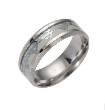 Stainless Steel Luminous Symbols Ring For Men Glowing Durable Jewelry Gift Ready Everyday Wear Modern Stylish Accessory