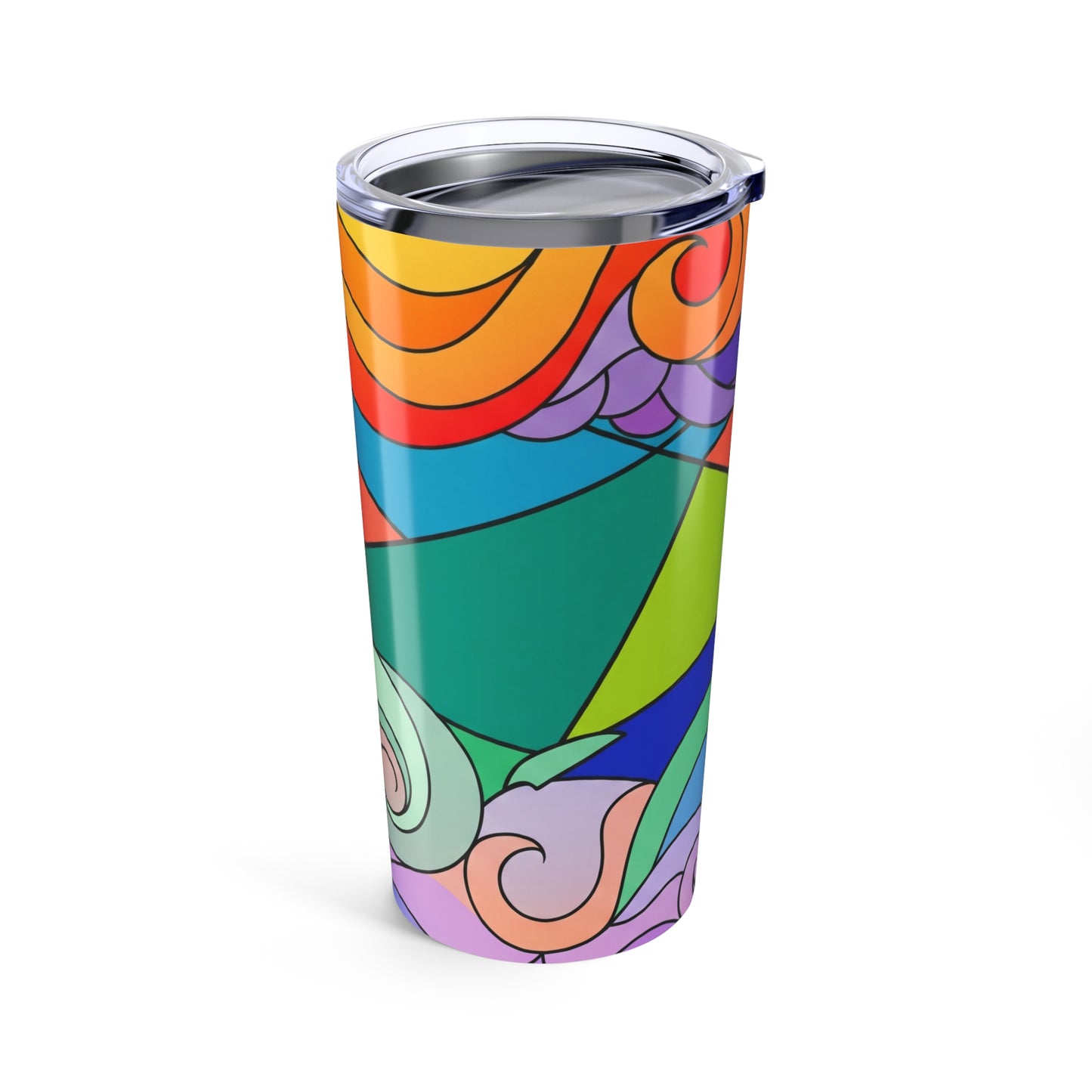 20oz Stainless Steel Tumbler With Printed Design Double Wall Vacuum Insulated Spill Resistant Durable Travel