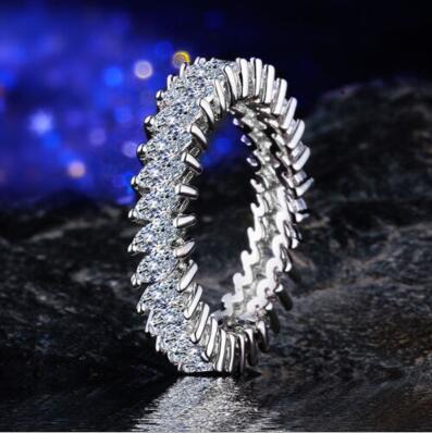 Copper Ring With Simulated Diamond Zircon Jewelry For Women Engagement Wedding Anniversary Dazzling Gift Style