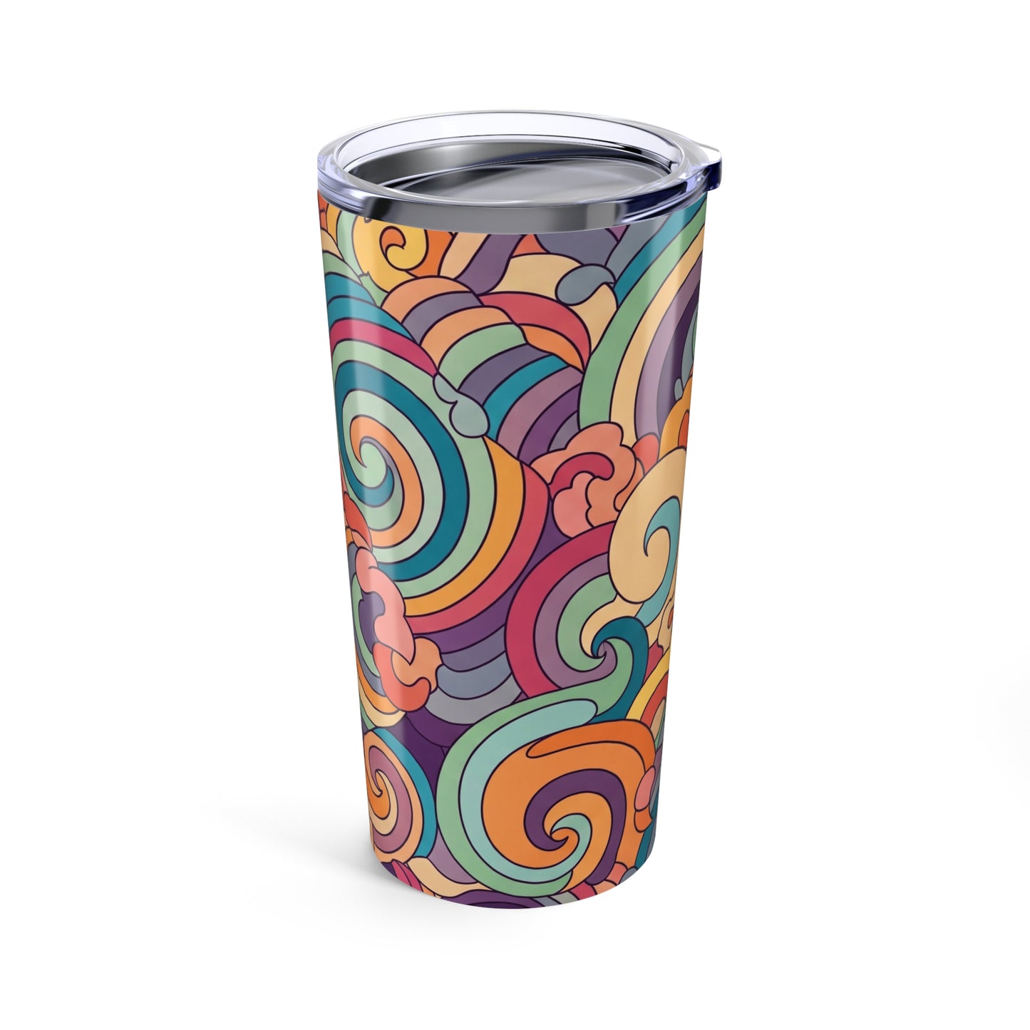20 Oz Stainless Steel Tumbler With Printed Graphic Double Wall Vacuum Insulation Leak Proof Hot Cold Beverages